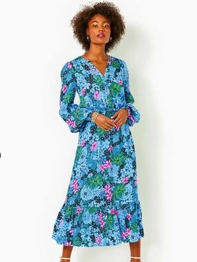 Lilly Pulitzer Loubella Long Sleeve Midi Dress - Size 10